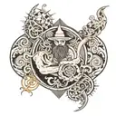 An abstract representation of the spiritual enlightenment experienced during a trip on LSD tattoo design idea