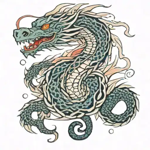 dragon coiled tattoo design idea