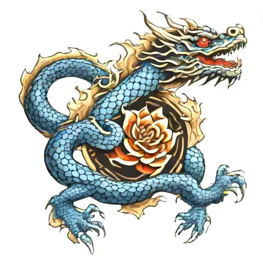 buda dragon flor de loto tattoo design idea