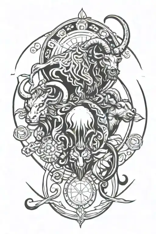 zodiac leo, scorpio and taurus tattoo design idea