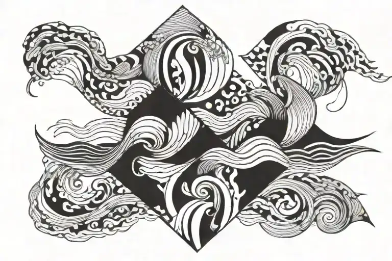 ocean waves tattoo design idea