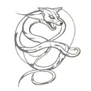 A minimalist design of a snake wrapping around a fox, symbolizing the client's favorite animals tattoo design idea