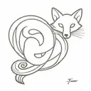 A minimalist design of a snake wrapping around a fox, symbolizing the client's favorite animals tattoo design idea
