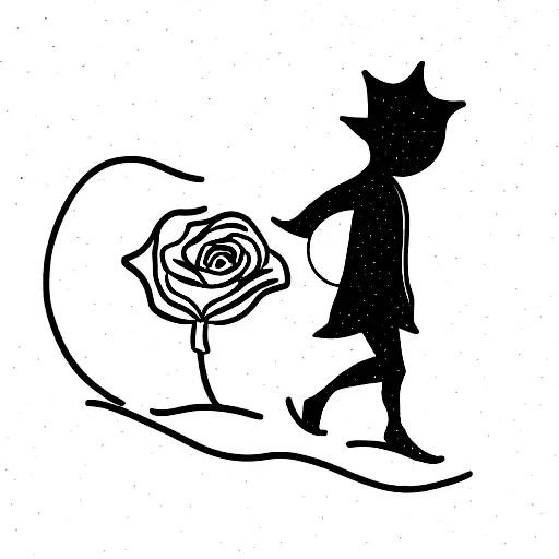the little prince with his rose tattoo design idea