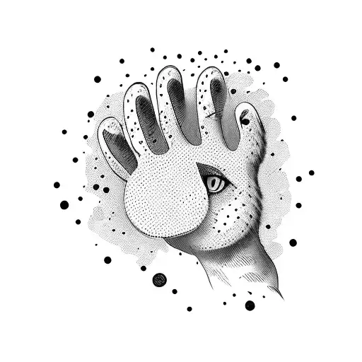 cat hand and paw  tattoo design idea