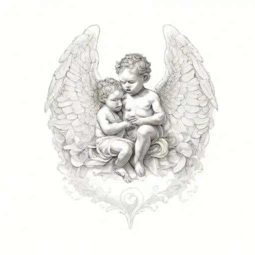 two baby angels like the one in churches for men  tattoo design idea