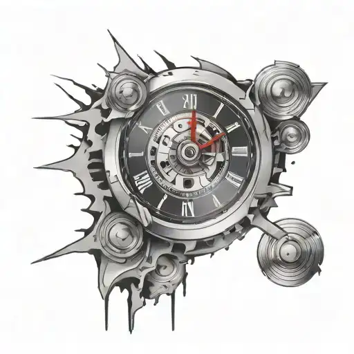 broken volume dial busted up past level 10 with broken pieces tattoo design idea