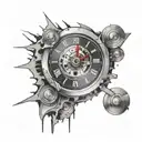 broken volume dial busted up past level 10 with broken pieces tattoo design idea