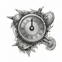 broken volume dial busted up past level 10 with broken pieces tattoo design idea