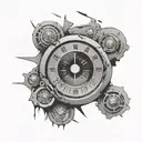 broken volume dial busted up past level 10 with broken pieces tattoo design idea
