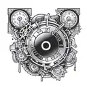broken volume dial busted up past level 10 with springs poking out and broken pieces tattoo design idea