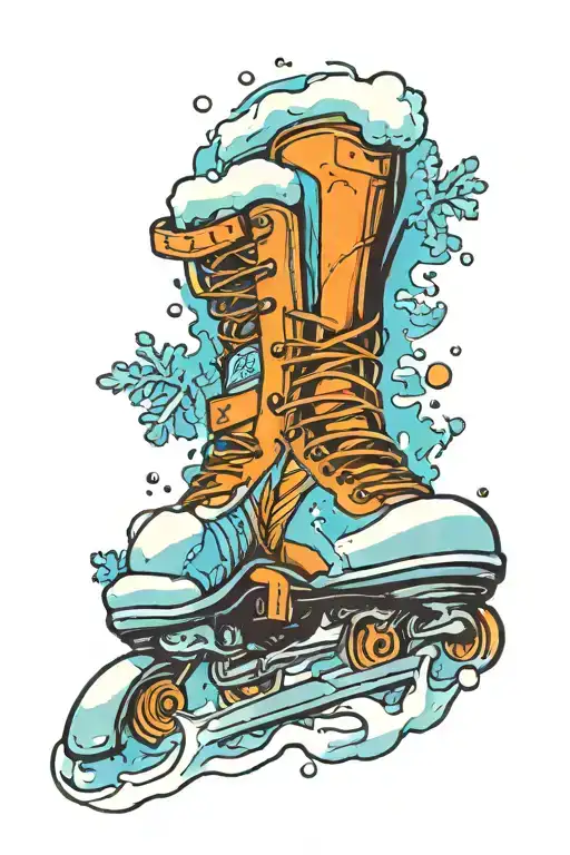 skates, speed skating, winter, snow, blue, ice tattoo design idea
