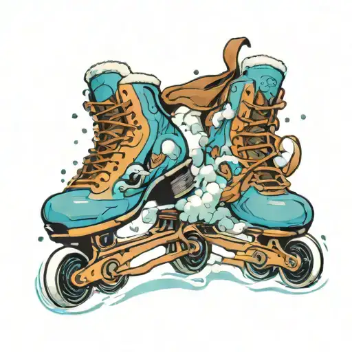  speed skating winter snow blue ice tattoo design idea