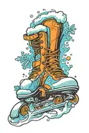 skates, speed skating, winter, snow, blue, ice tattoo design idea
