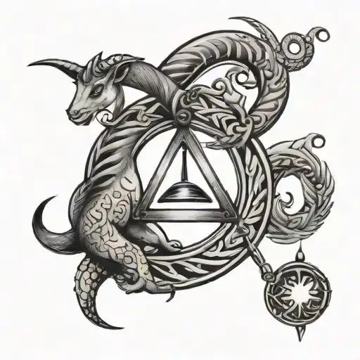 small dainty capricorn libra tattoo design idea