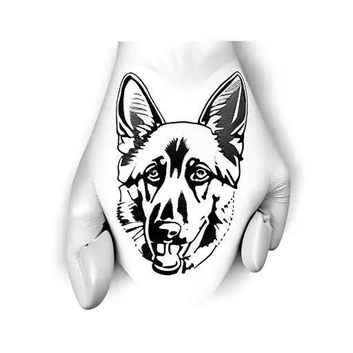 A boxing glove adorned with German Shepherd patterns tattoo design idea