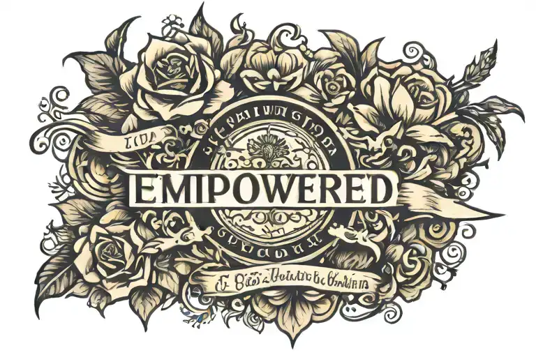 the word empowered with some extra tiny features of the world that would fit in my inner fingers tattoo design idea