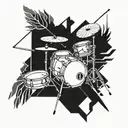 Incorporate drumsticks and a drum set into a geometric design tattoo design idea