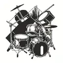 Incorporate drumsticks and a drum set into a geometric design tattoo design idea
