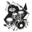 Incorporate drumsticks and a drum set into a geometric design tattoo design idea