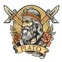 plato face and sword  tattoo design idea