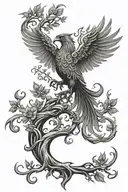 Phoenix rising and tree of life  tattoo design idea