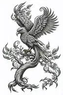 Phoenix rising and tree of life  tattoo design idea