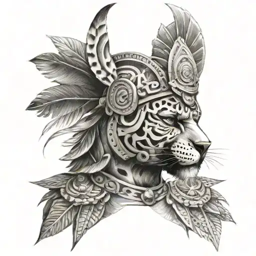 Mexican Aztec jaguar warrior tattoo design idea