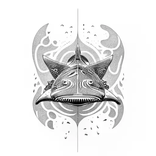 whale sharks, manta rays, waves ocean themed tattoo design idea