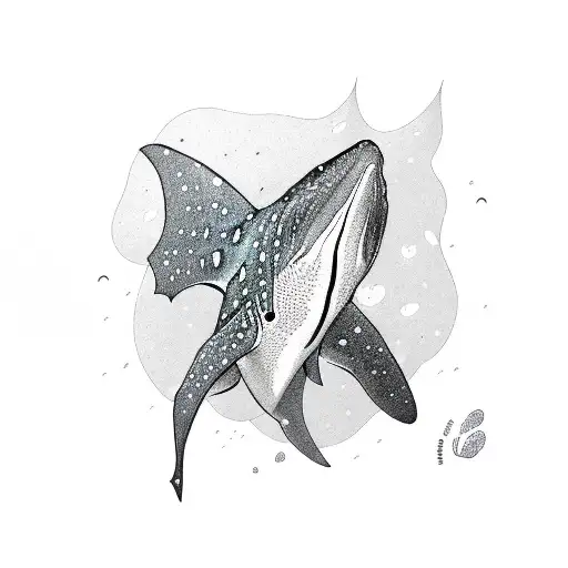 whale sharks, manta rays, waves ocean themed tattoo design idea