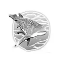 whale sharks, manta rays, waves ocean tattoo design idea