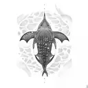 whale sharks, manta rays, waves ocean tattoo design idea