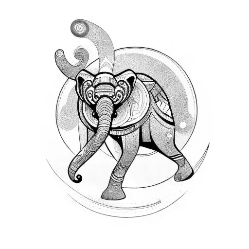 leao, elefante e lobo tattoo design idea