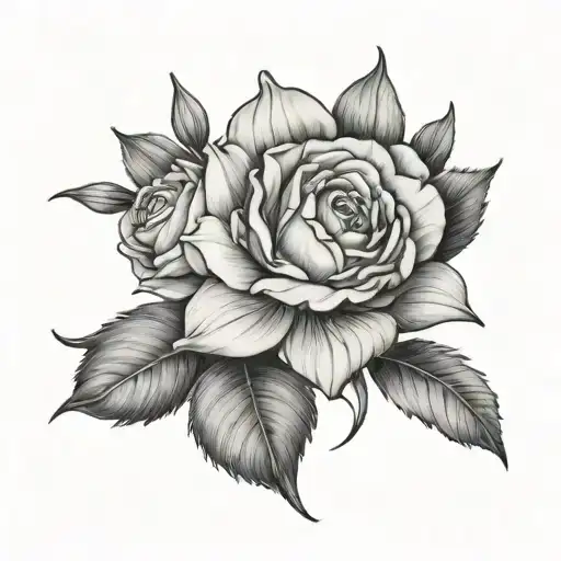 rose, carnation, daffodil, narcissus flower tattoo design idea