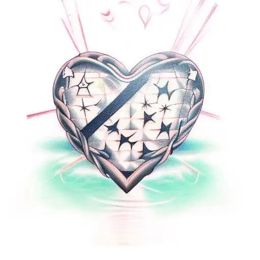 memorial tattoo of a heart with a rugby ball within the heart and where the labelq on the ball would be, put the word "d tattoo design idea