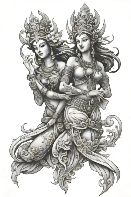 Goddess Tara and godess freya tattoo design idea