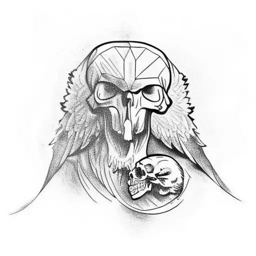 Eagle sitting on skull tattoo design idea
