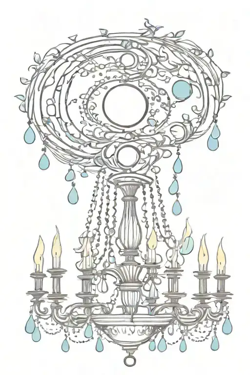 chandelier design with moon tattoo design idea