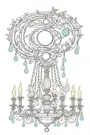 chandelier design with moon tattoo design idea
