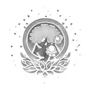 mother with son under tree tattoo design idea