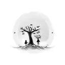 mother with son under tree tattoo design idea