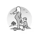 mother with son under tree tattoo design idea