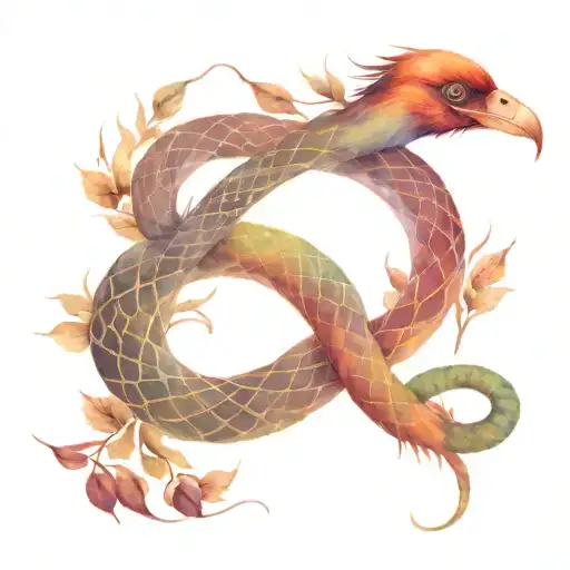 snake and crow tattoo design idea