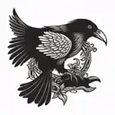 crow killing snake killing crow tattoo design idea