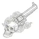 gun with skull tattoo design idea