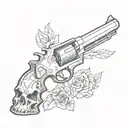 gun with skull tattoo design idea