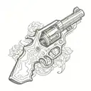 gun with skull tattoo design idea