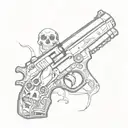 gun with skull tattoo design idea
