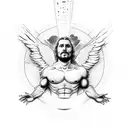 icarus falling beneath it is written "they do not fear me because i am a god, they fear me because i am a man" tattoo design idea