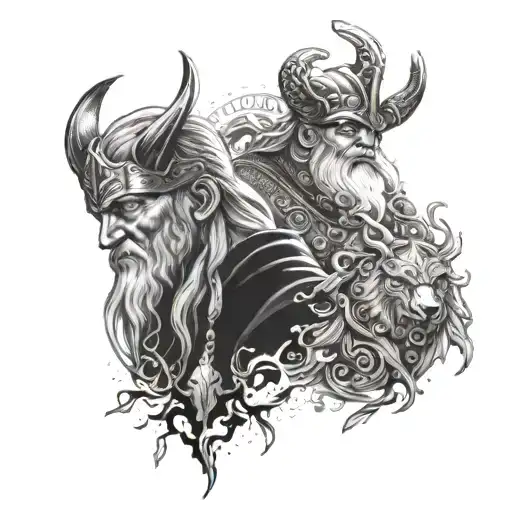 odin and rave scene tattoo design idea
